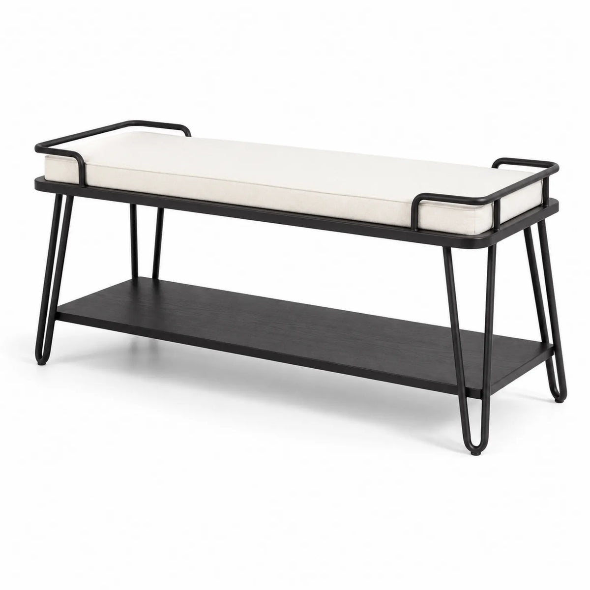Panca in Metallo con Cuscino Beige