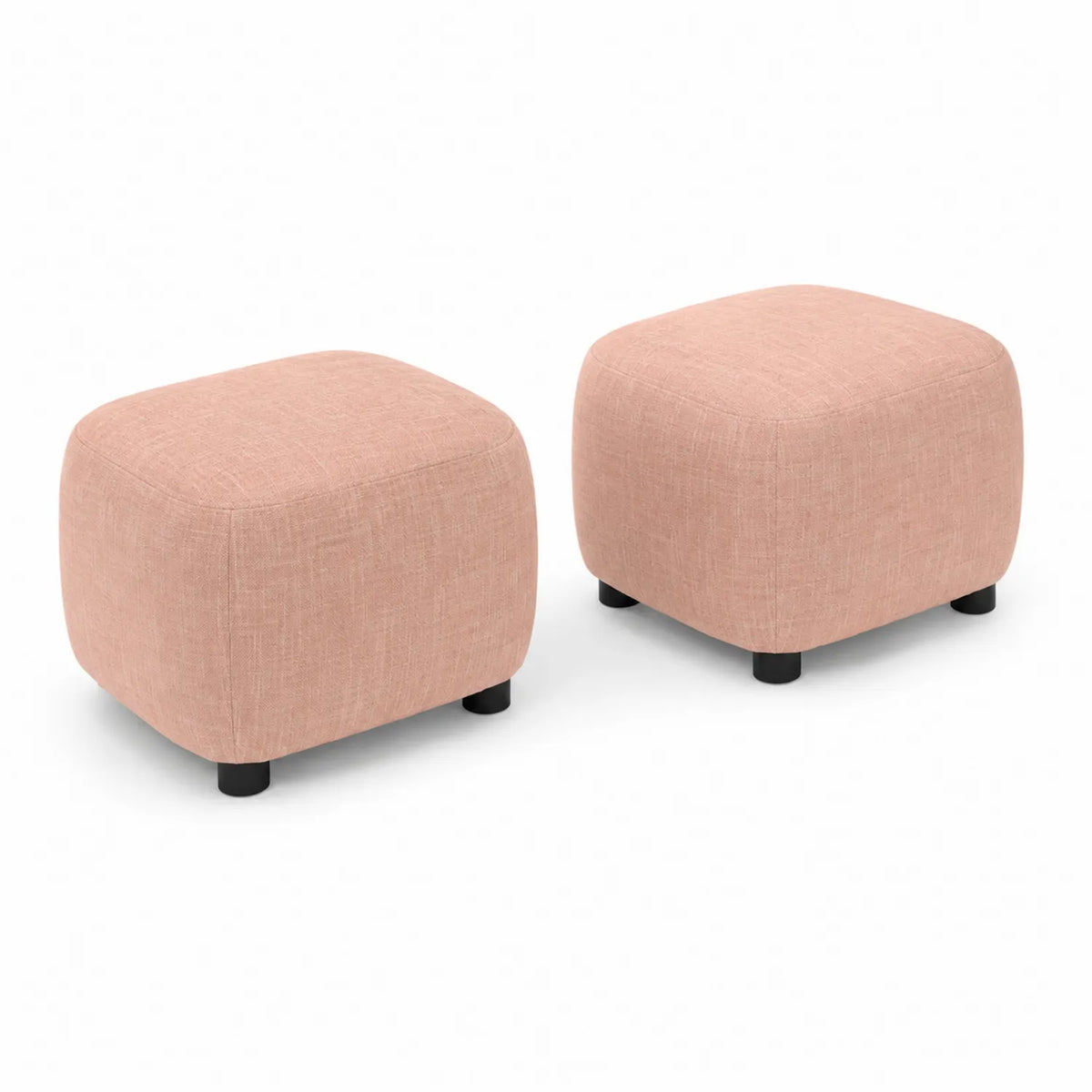 Set di 2 pouf in tessuto con gambe in plastica
