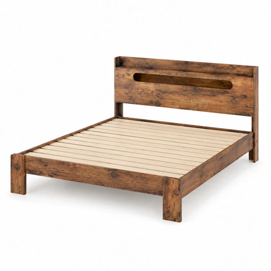 Letto matrimoniale in legno massello marrone 200x160 cm