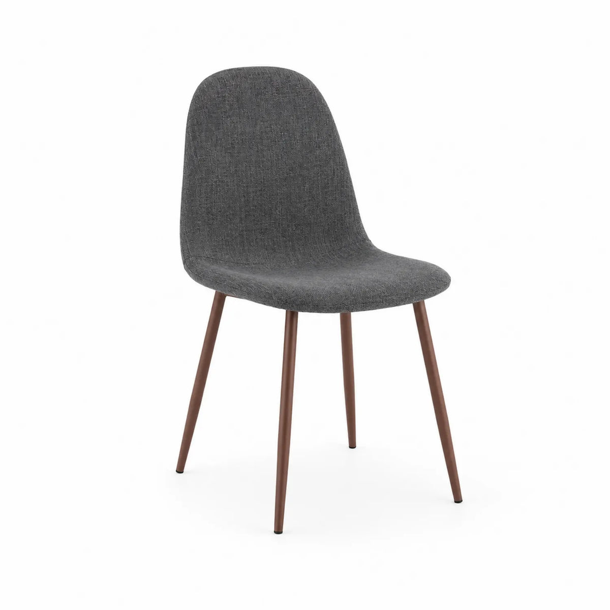 Sedia da pranzo in tessuto grigio con gambe in metallo