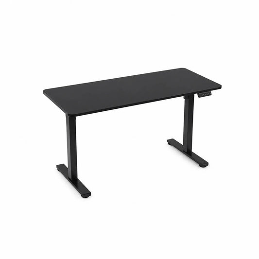 Scrivania regolabile in altezza con piano in MDF e gambe in acciaio nero
