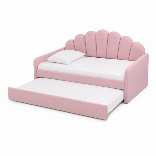 Divano Letto Estraibile Rosa Velluto con Materassi