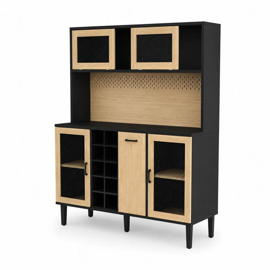 Credenza in Legno e Metallo con Ante a Rete