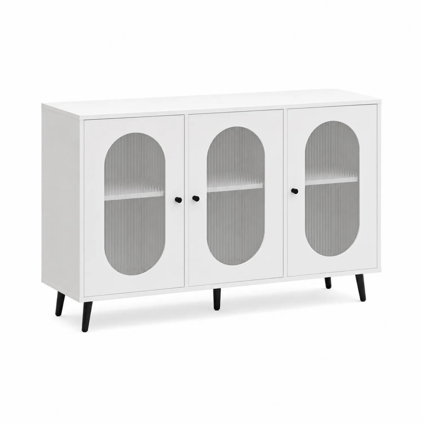 Credenza in MDF con Ante in Vetro Temperato Bianca