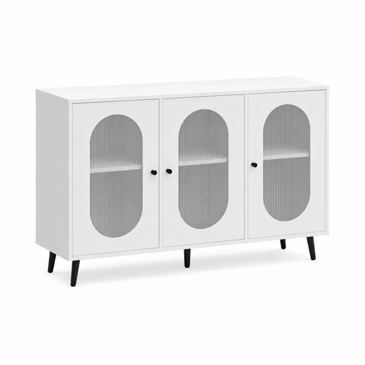 Credenza in MDF con Ante in Vetro Temperato Bianca