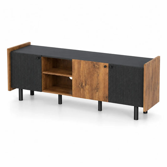 Mobile TV in Legno e Metallo Nero e Marrone 180x40x60 cm