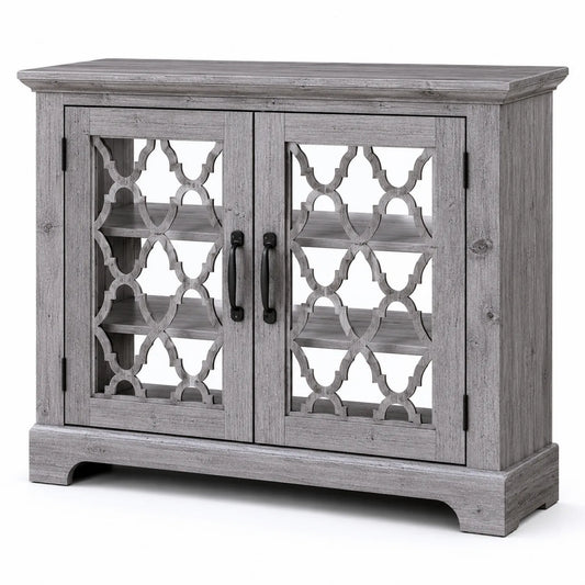 Credenza in legno con ante intarsiate 100x40x90 cm