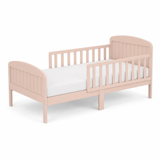 Letto per bambini in legno massello rosa con sponde di sicurezza