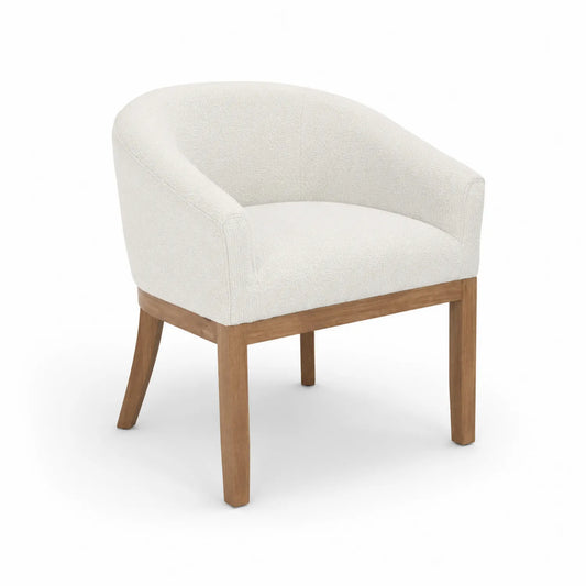 Sedia da Pranzo in Tessuto Bianco con Gambe in Legno
