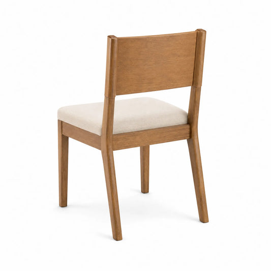 Sedia da pranzo in legno massello con seduta in poliestere beige