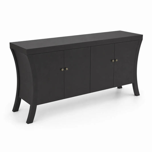 Credenza soggiorno nero in MDF con 4 ante