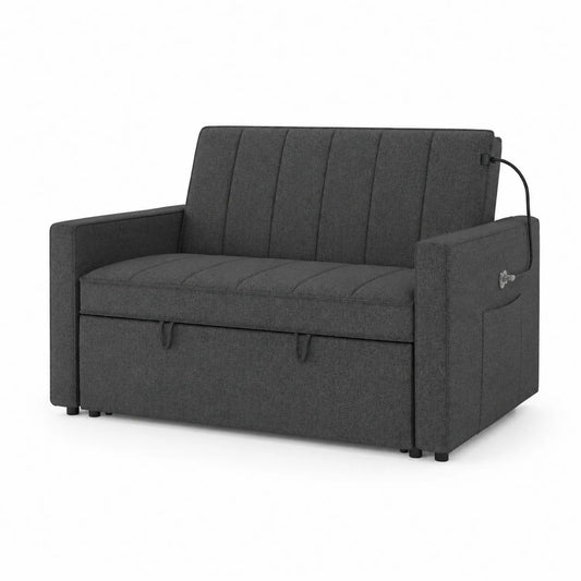 Divano Letto in Tessuto Grigio