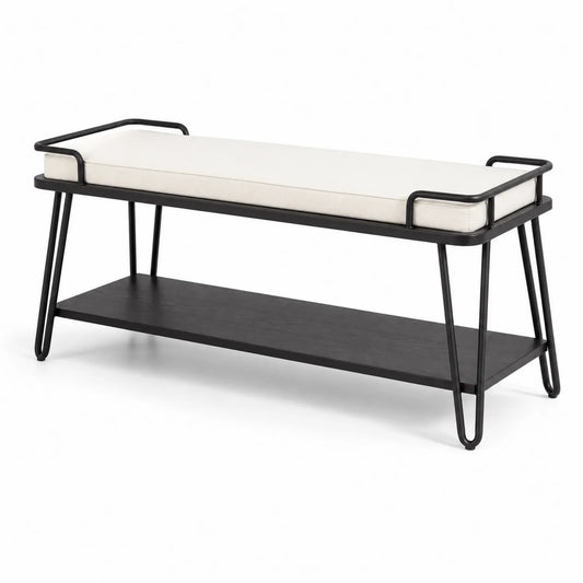 Panca in Metallo con Cuscino Beige