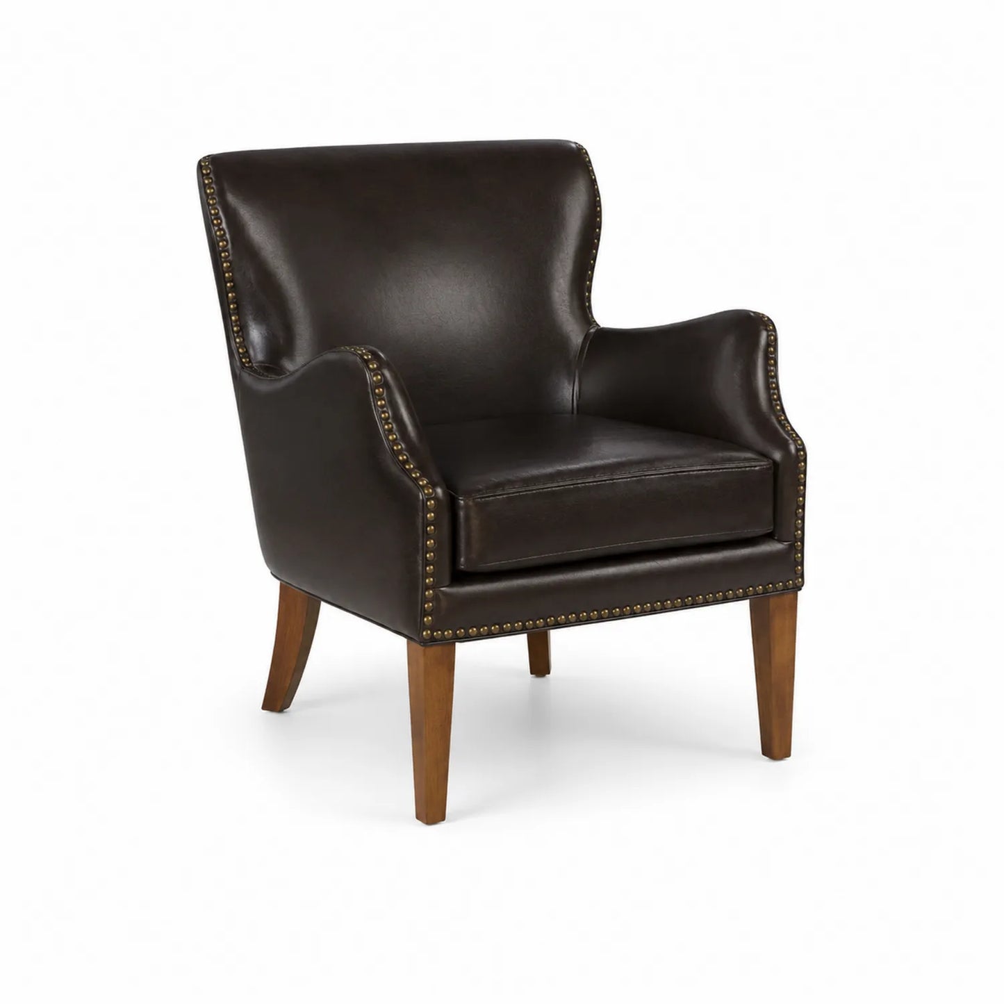 Poltrona in Pelle Sintetica con Gambe in Legno