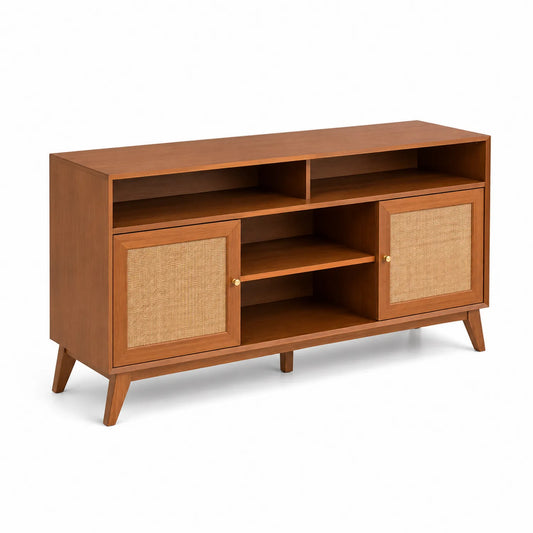 Mobile TV in Legno e Rattan con Scomparti