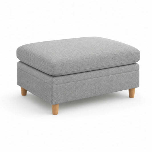 Pouf rettangolare in tessuto con gambe in legno 90x60x40 cm