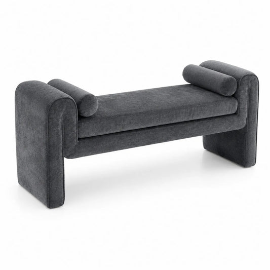Panca in Velluto Grigio 140 cm