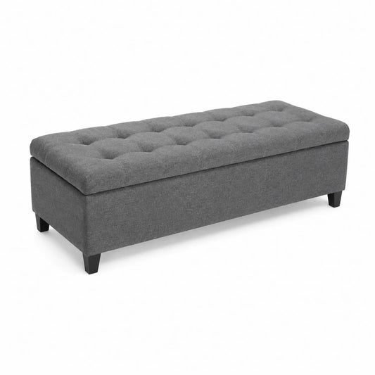 Panca in tessuto grigio con contenitore