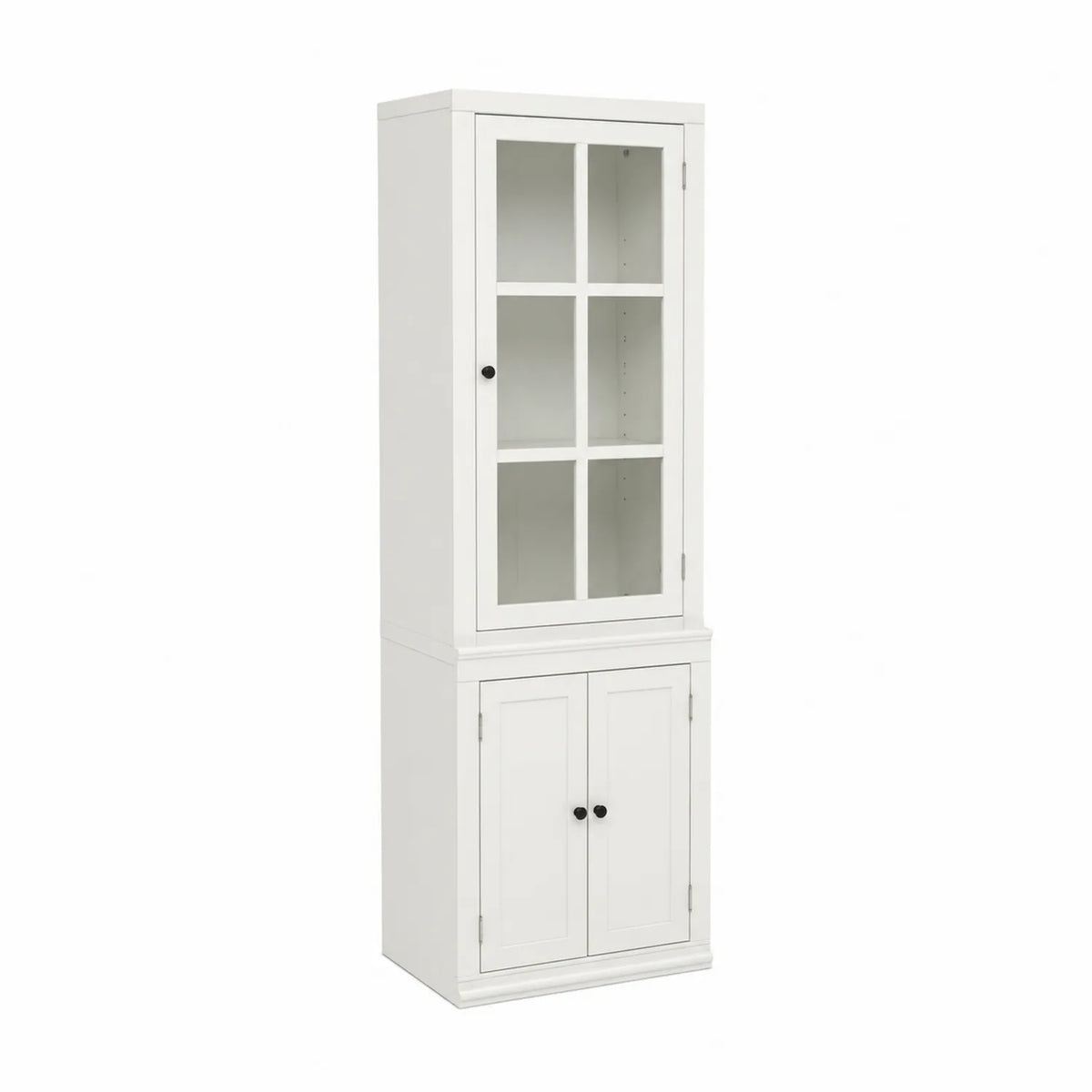 Libreria in Legno Bianco con Ante in Vetro Temperato