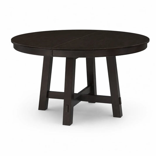 Tavolo da pranzo rotondo in legno massello marrone 120 cm
