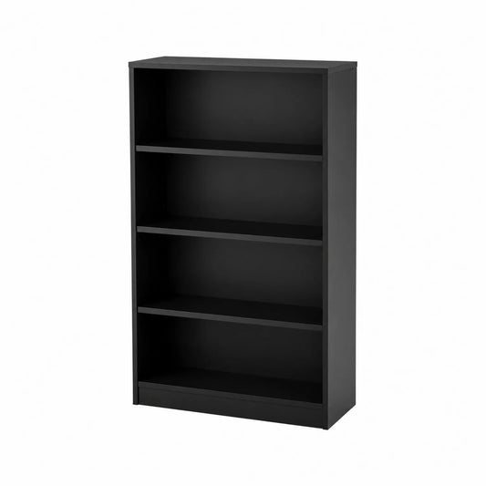 Libreria in legno nero 4 ripiani 80x25x150 cm