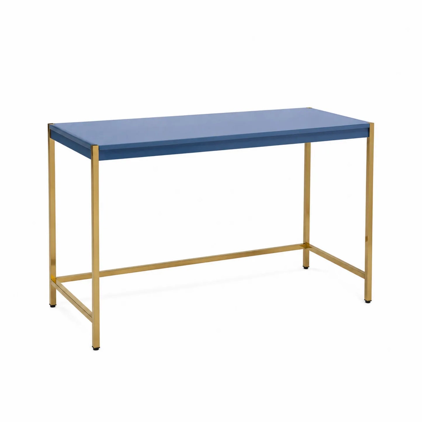 Scrivania rettangolare blu in MDF e metallo dorato 120x60x75 cm