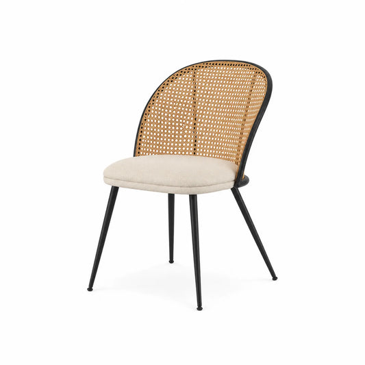 Sedia in Rattan e Metallo, Beige/Nero