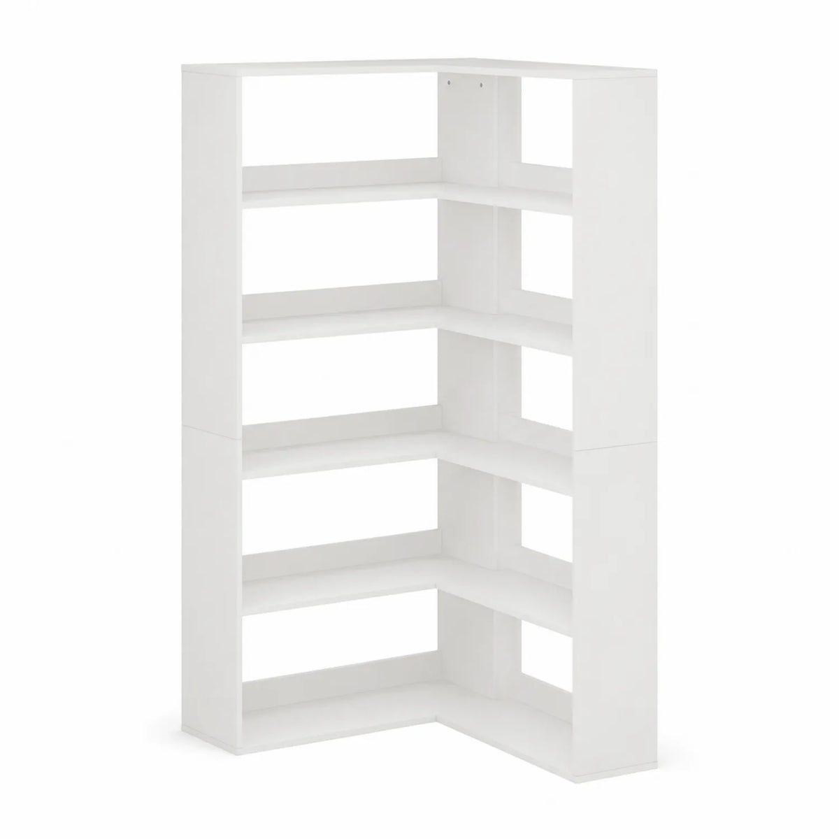 Scaffale ad Angolo in MDF Bianco con 4 Ripiani 145x70x70 cm