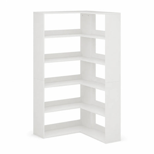 Scaffale ad Angolo in MDF Bianco con 4 Ripiani 145x70x70 cm
