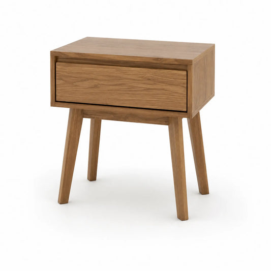 Comodino in legno di quercia con cassetto 50x30x55 cm