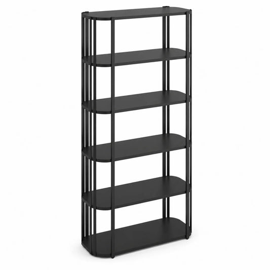 Scaffale a 6 Ripiani in Metallo Nero
