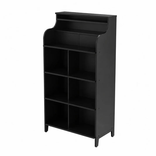 Libreria in MDF nero con 8 scomparti