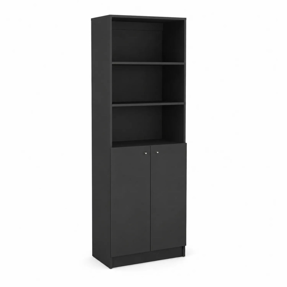 Scaffale con Ante in Legno Composito Nero