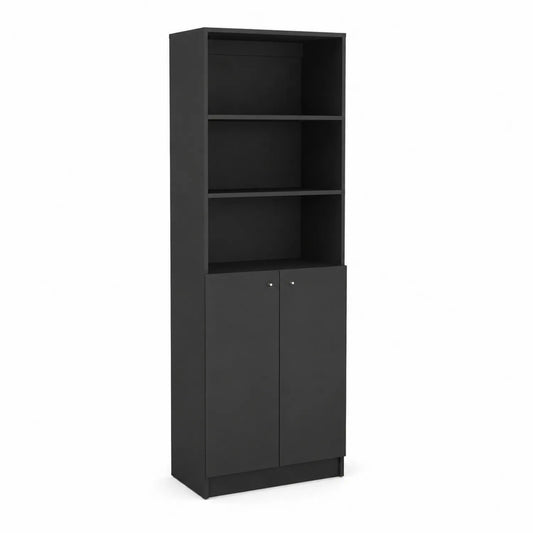 Scaffale con Ante in Legno Composito Nero
