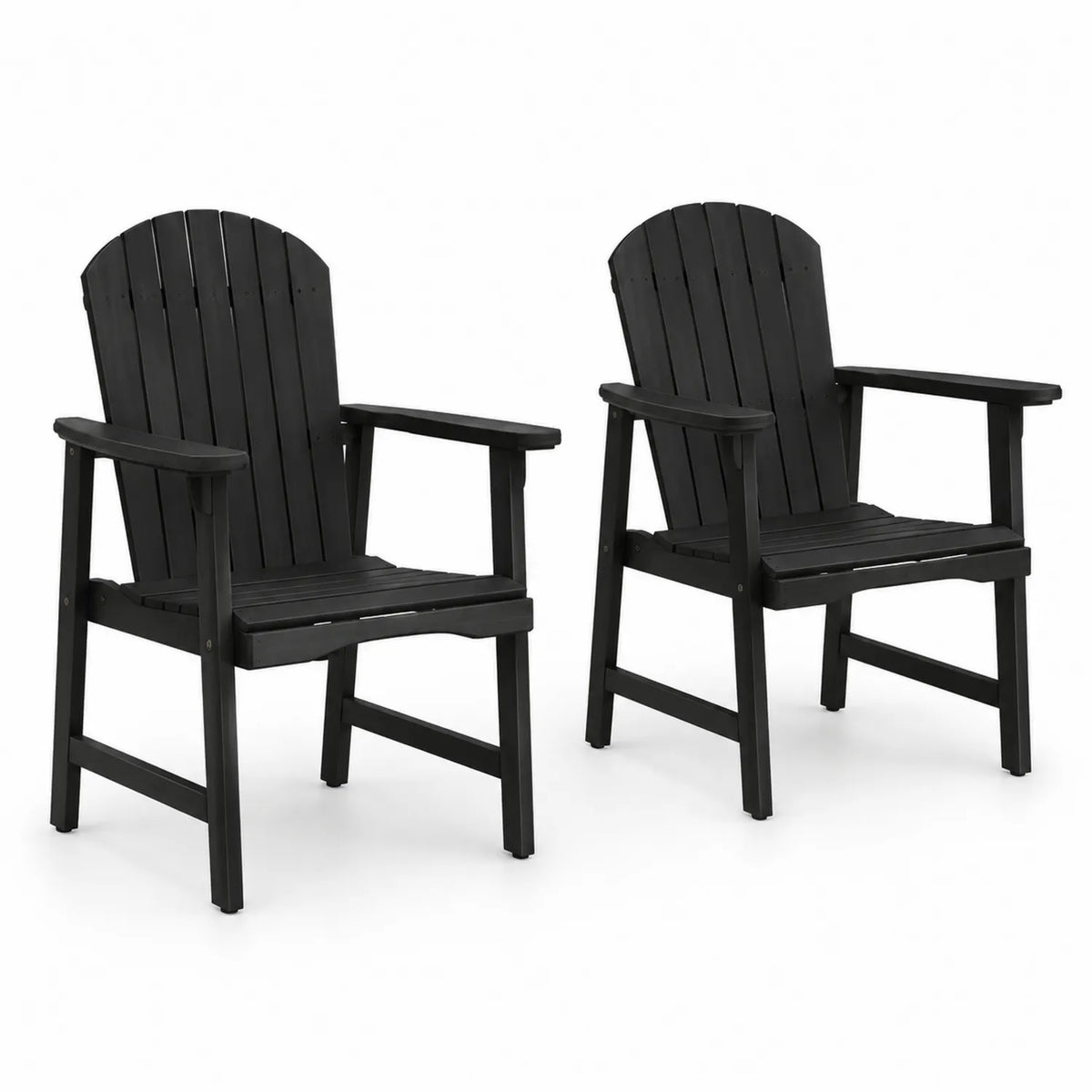 Set di 2 Sedie da Esterno in Legno Composito Nero
