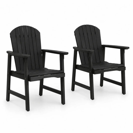 Set di 2 Sedie da Esterno in Legno Composito Nero