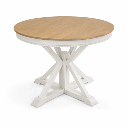 Tavolo rotondo in legno con base bianca 120 cm
