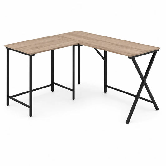 Scrivania angolare a L in legno e metallo 150x150x75 cm