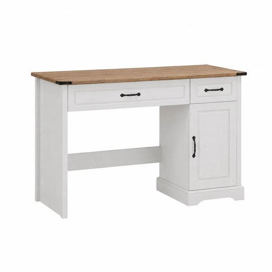 Scrivania in legno con piano in rovere bianco