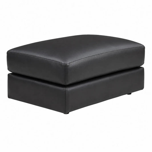 Pouf rettangolare in pelle sintetica nero 80x60x40 cm