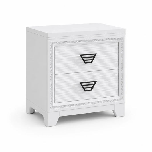 Comodino Bianco a Due Cassetti in MDF
