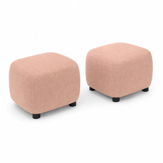 Set di 2 pouf in tessuto con gambe in plastica