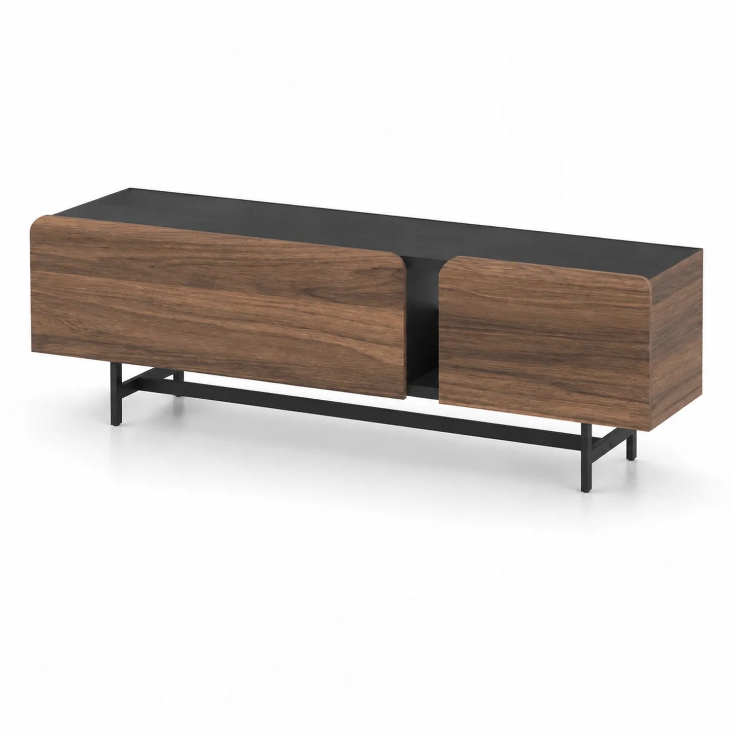 Mobile TV in legno e metallo noce nero 150x40x45 cm