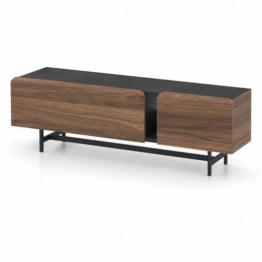Mobile TV in legno e metallo noce nero 150x40x45 cm