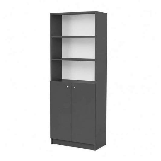 Libreria con Ante in MDF Grigio 180x80x30 cm