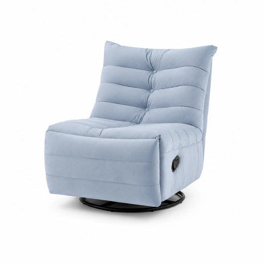 Poltrona in velluto blu cielo con base girevole
